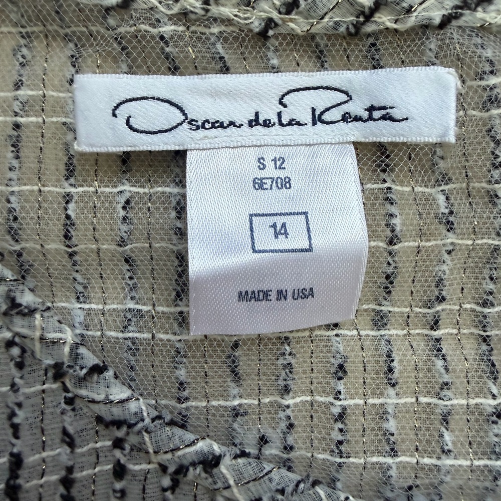 Oscar de la Renta Sequin Silver and Black Top